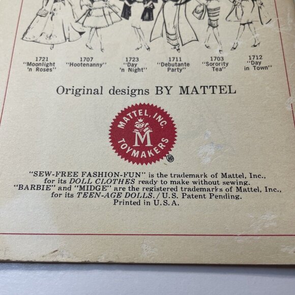 Barbie 1963 Sew-Free Fashion Fun Instructions By Mattel 1712 Day In Town  G59 - Picture 8 of 9